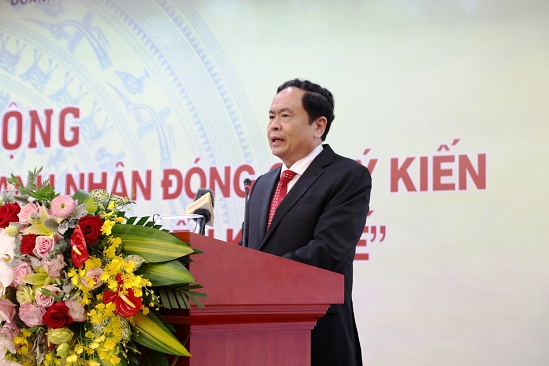 Đồng chí Trần Thanh Mẫn, Bí thư Trung ương Đảng, Chủ tịch UBTƯ MTTQ Việt Nam phát biểu.