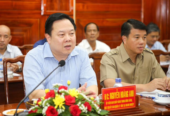 Chủ tịch Ủy ban Quản lý vốn nhà nước tại doanh nghiệp Nguyễn Hoàng Anh phát biểu tại buổi làm việc.