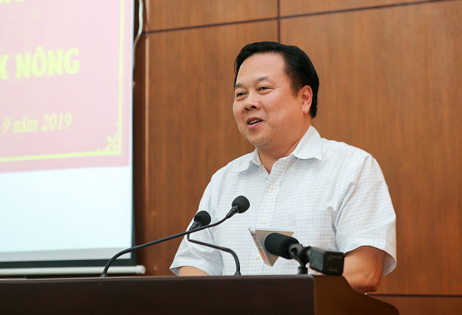 Đồng chí Nguyễn Hoàng Anh, Ủy viên BCH Trung ương Đảng, Chủ tịch Ủy ban Quản lý vốn nhà nước tại doanh nghiệp phát biểu tại buổi làm việc.