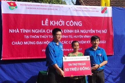Chi đoàn thanh niên Agribank Quảng Trị tặng nhà tình nghĩa tại huyện Vĩnh Linh
