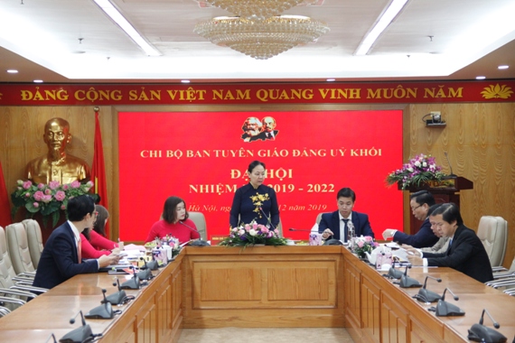 Chi bộ Ban Tuyên giáo Đảng ủy Cơ quan Đảng ủy Khối tổ chức Đại hội nhiệm kỳ 2019-2022.