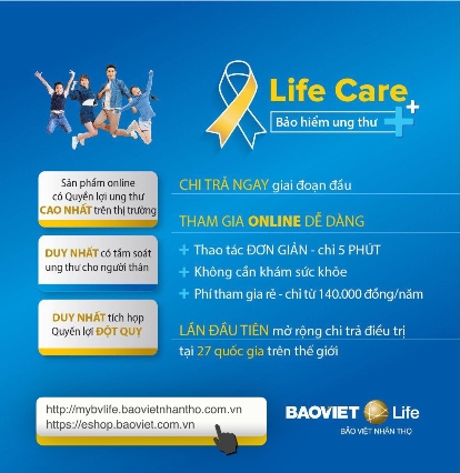 Life Care có mức chi trả ung thư cao nhất trên thị trường.
