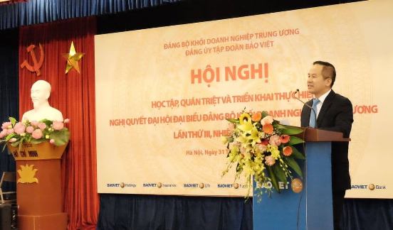 Đồng chí Đào Đình Thi - Bí thư Đảng ủy, Chủ tịch HĐQT Tập đoàn Bảo Việt phát biểu tại buổi Lễ.