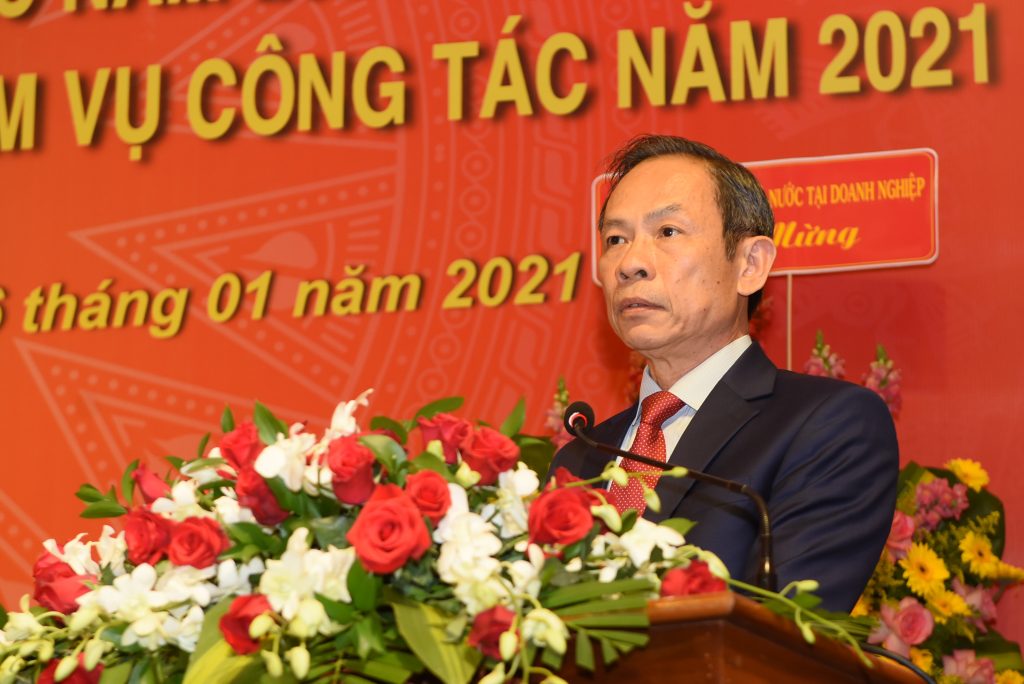 Đồng chí Trần Ngọc Thuận - Chủ tịch HĐQT Tập đoàn Công nghiệp Cao su Việt Nam phát biểu tại Hội nghị.