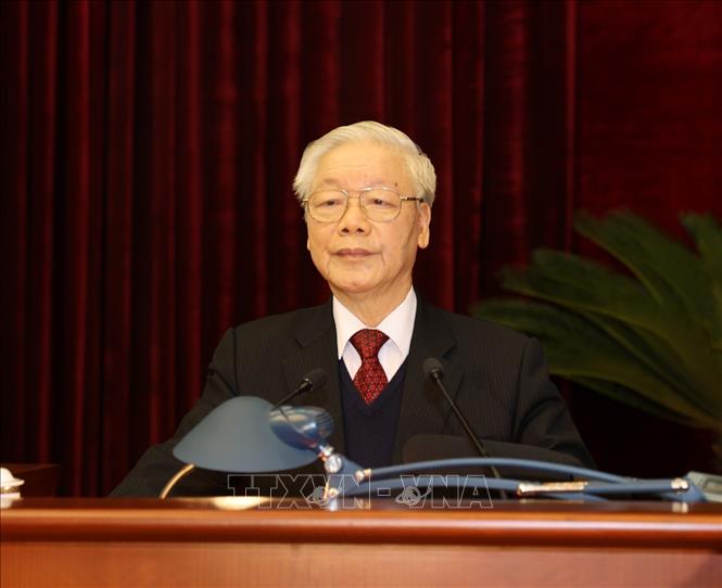 Tổng Bí thư, Chủ tịch nước Nguyễn Phú Trọng phát biểu bế mạc Hội nghị. 