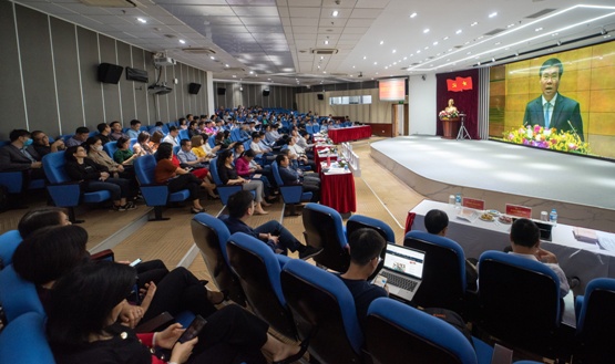 Các đại biểu tham dự Hội nghị tại điểm cầu 30 Phạm Hùng, Hà Nội.