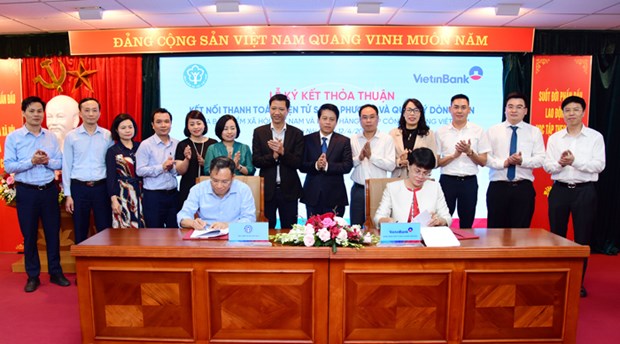 Lễ ký kết thỏa thuận kết nối điện tử song phương giữa Bảo hiểm xã hội Việt Nam và VietinBank. 