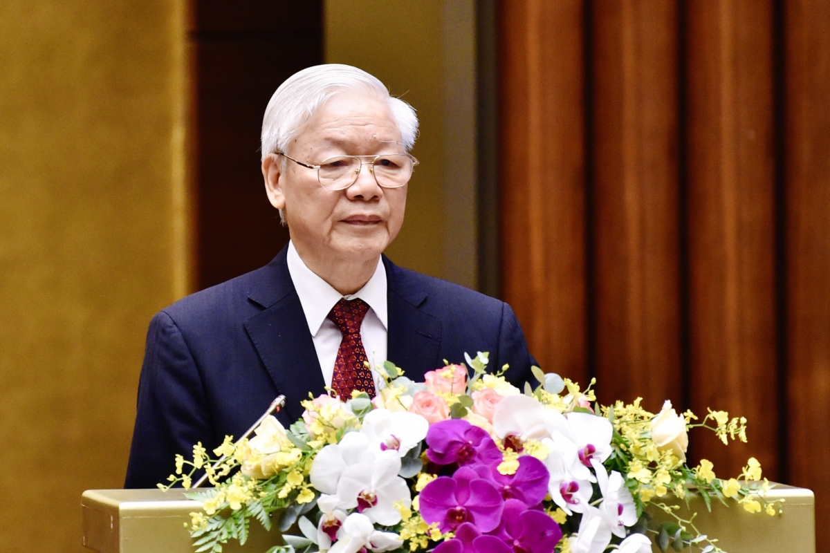 Tổng Bí thư Nguyễn Phú Trọng phát biểu tại Hội nghị toàn quốc sơ kết 5 năm thực hiện Chỉ thị số 05 của Bộ Chính trị