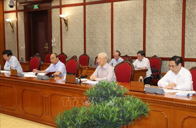 Tổng Bí thư Nguyễn Phú Trọng phát biểu kết luận cuộc họp ngày 11/6.