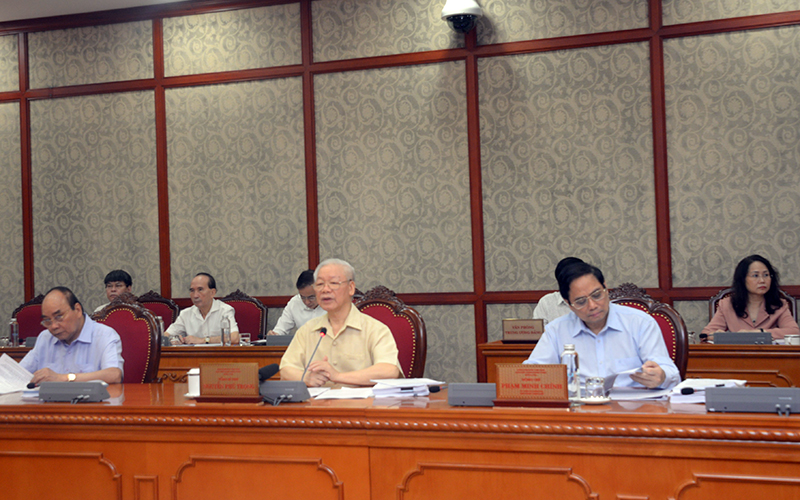   Tổng Bí Thư Nguyễn Phú Trọng phát biểu tại cuộc họp.