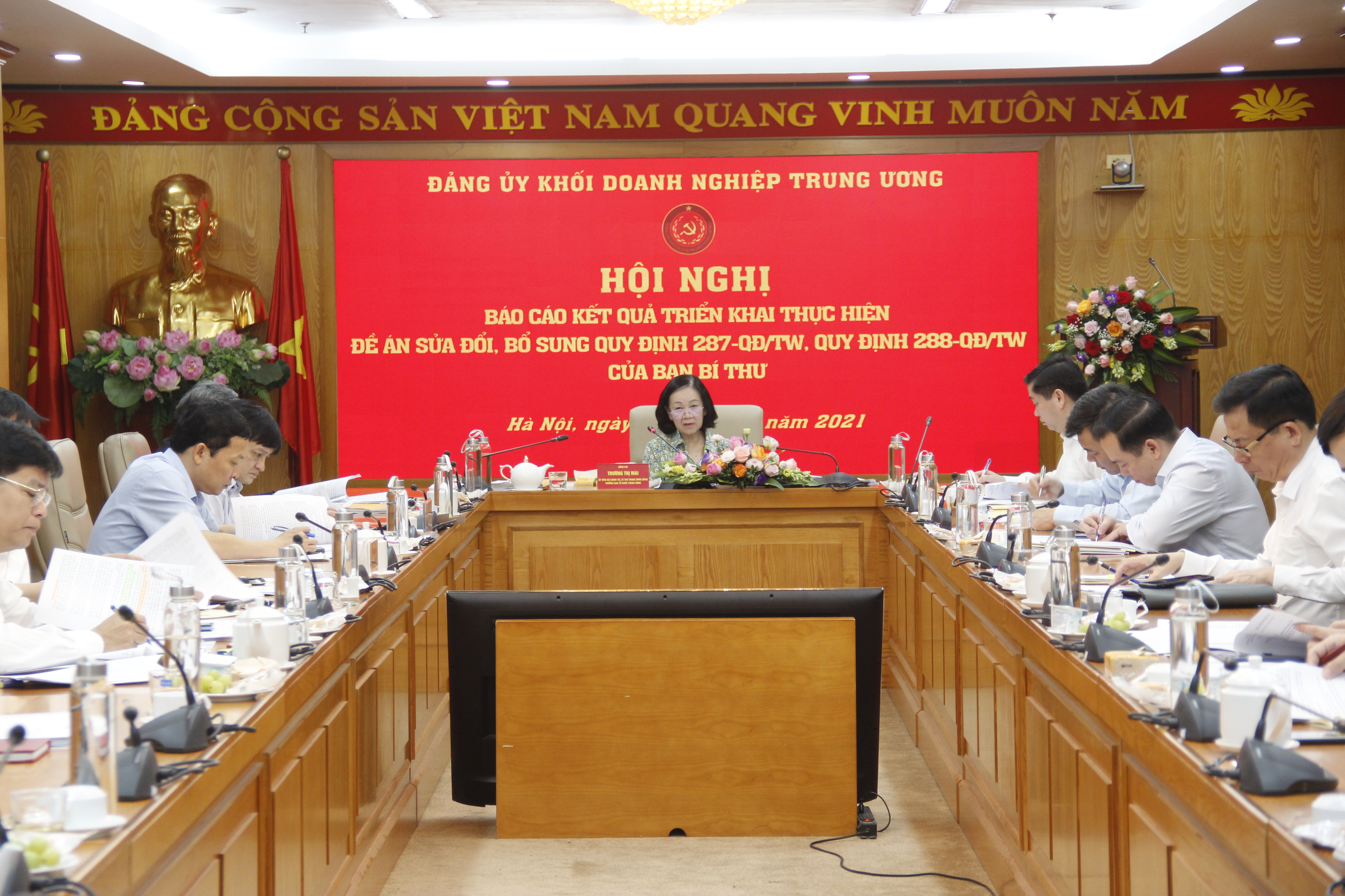 Đồng chí Trương Thị Mai - Ủy viên Bộ Chính trị, Bí thư Trung ương Đảng, Trưởng Ban Tổ chức Trung ương chủ trì Hội nghị.
