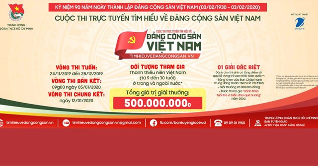 Cuộc thi trực tuyến “Tìm hiểu về Đảng Cộng sản Việt Nam” do T.Ư Đoàn TNCS Hồ Chí Minh và Tập đoàn Bưu chính viễn thông Việt Nam phối hợp tổ chức.