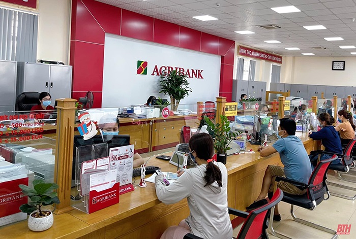 Khách hàng giao dịch tại Agribank.