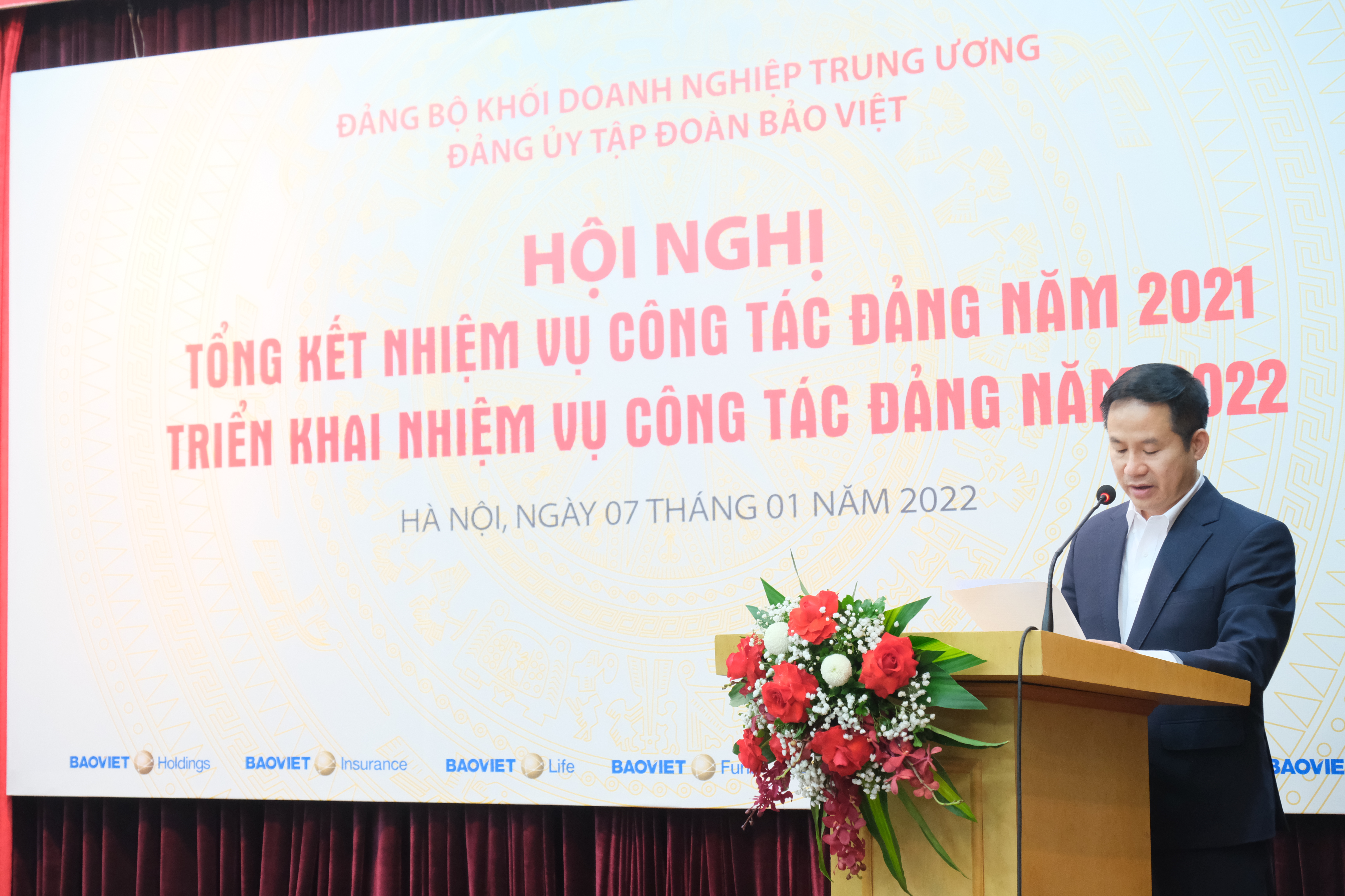Đồng chí Đào Đình Thi, Bí thư Đảng uỷ, Chủ tịch HĐQT Tập đoàn Bảo Việt phát biểu kết luận Hội nghị.