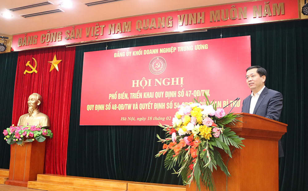 Đồng chí Nguyễn Long Hải - Ủy viên dự khuyết Trung ương Đảng, Bí thư Đảng ủy Khối Doanh nghiệp Trung ương phát biểu chỉ đạo Hội nghị.