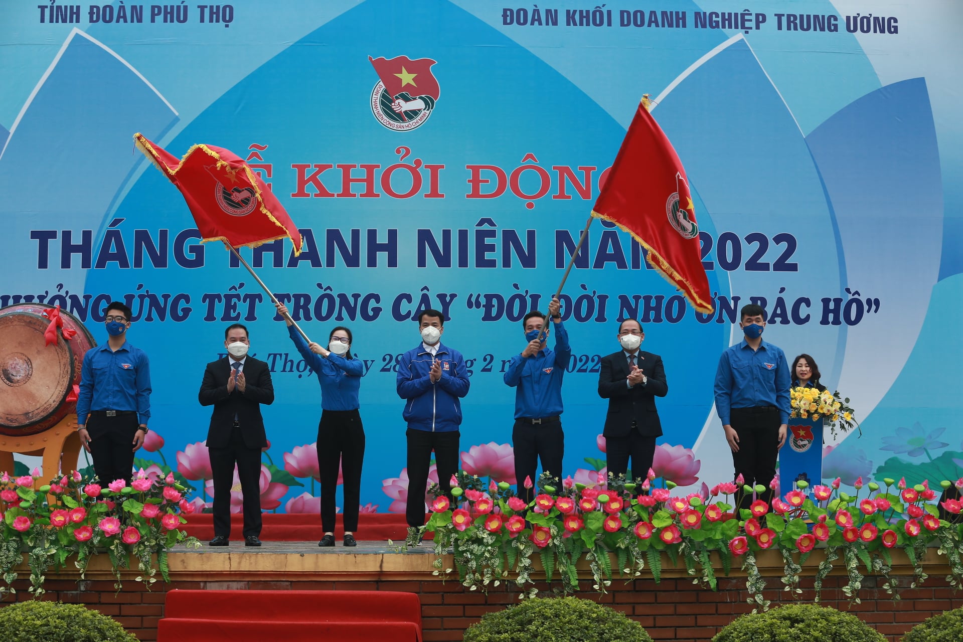 Hai đơn vị Đoàn Khối Doanh nghiệp Trung ương và tỉnh đoàn Phú Thọ phất cờ lệnh Khởi động Tháng thanh niên năm 2022
