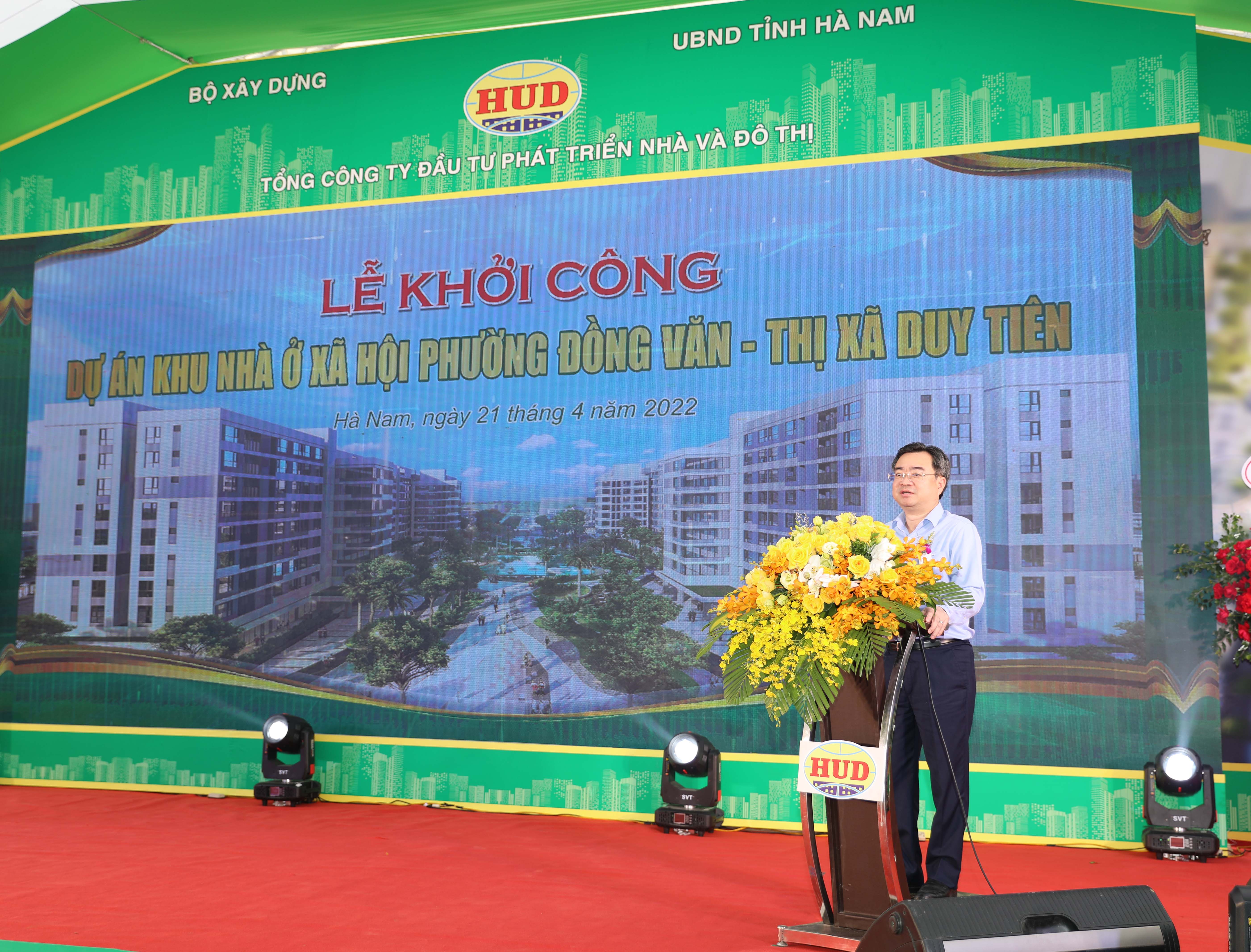 Bộ trưởng Bộ Xây dựng Nguyễn Thanh Nghị phát biểu tại Lễ Khởi công.
