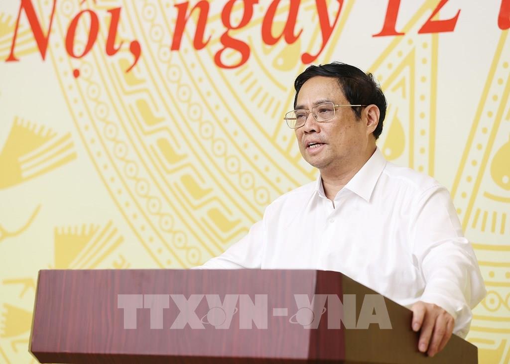 Thủ tướng Phạm Minh Chính kết luận buổi làm việc. Ảnh: Dương Giang-TTXVN