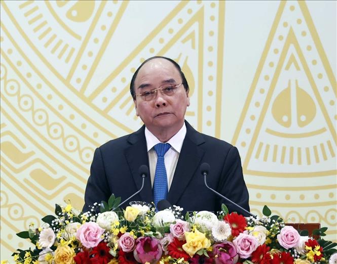 Chủ tịch nước Nguyễn Xuân Phúc phát biểu tại buổi lễ.