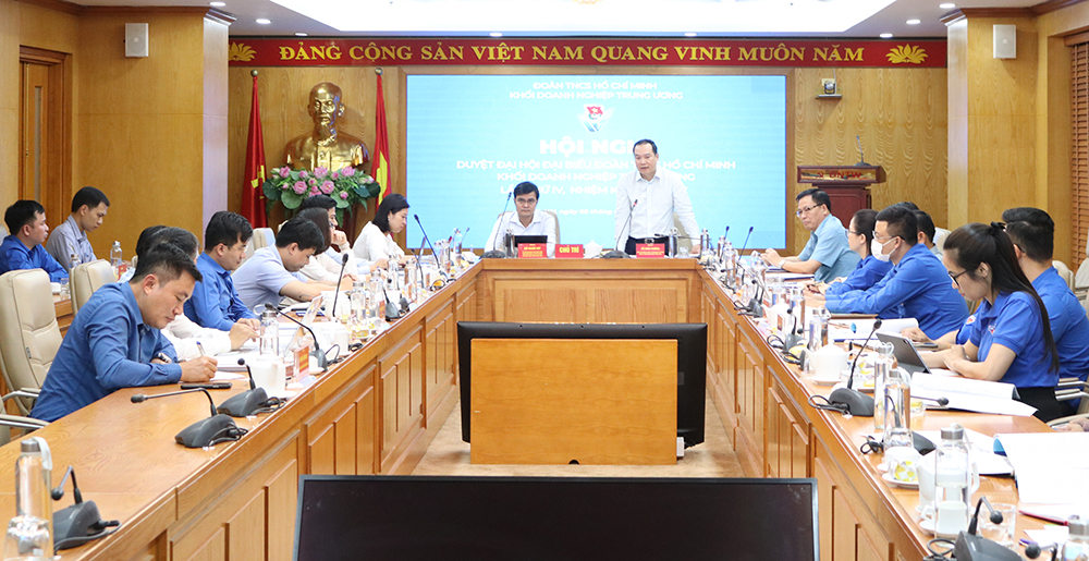 đồng chí Hồ Xuân Trường – Phó Bí thư Đảng ủy Khối Doanh nghiệp Trung ương phát biểu tại Hội nghị.