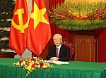 Tổng Bí thư Nguyễn Phú Trọng gửi điện chúc mừng Tổng Bí thư Tập Cận Bình