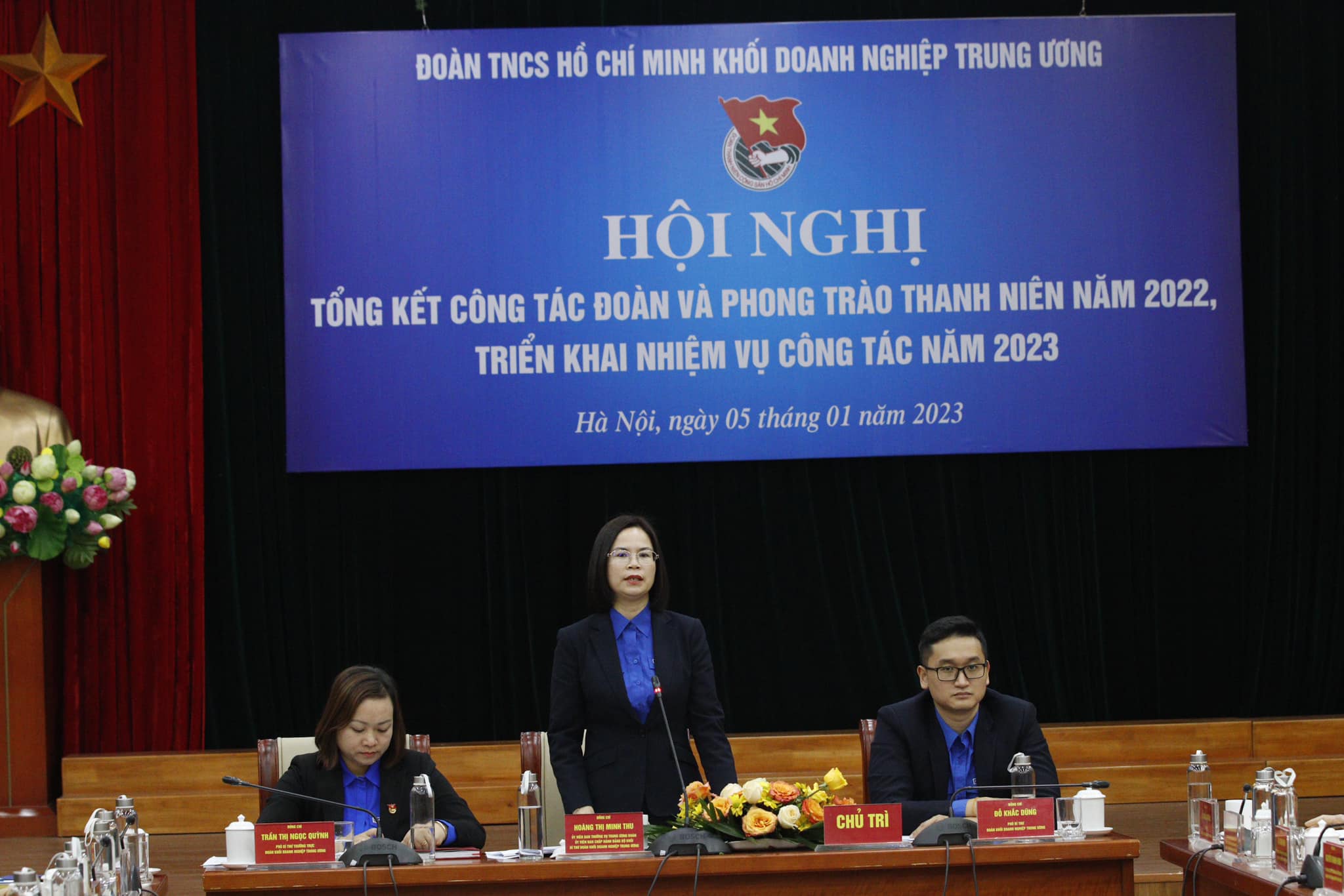 Đồng chí Hoàng Thị Minh Thu - Bí thư Đoàn Khối chủ trì Hội nghị