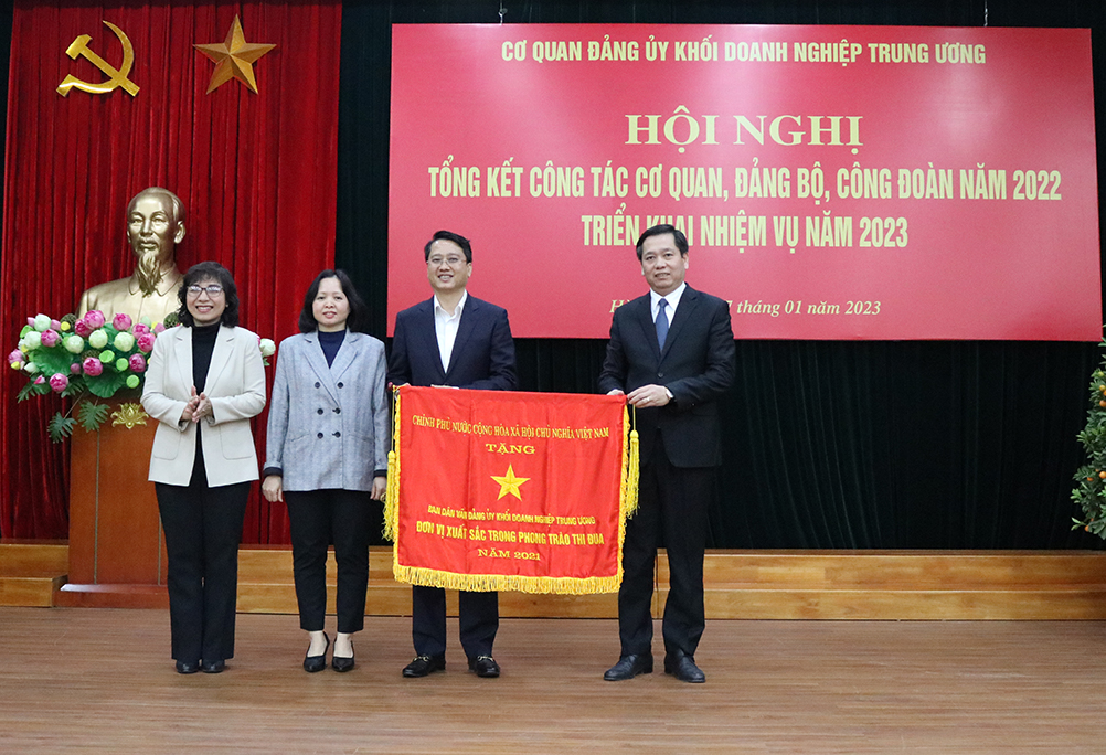 đồng chí Nguyễn Long Hải - Ủy viên dự khuyết Ban Chấp hành Trung ương Đảng, Bí thư Đảng ủy Khối DNTW phát biểu tại Hội nghị.