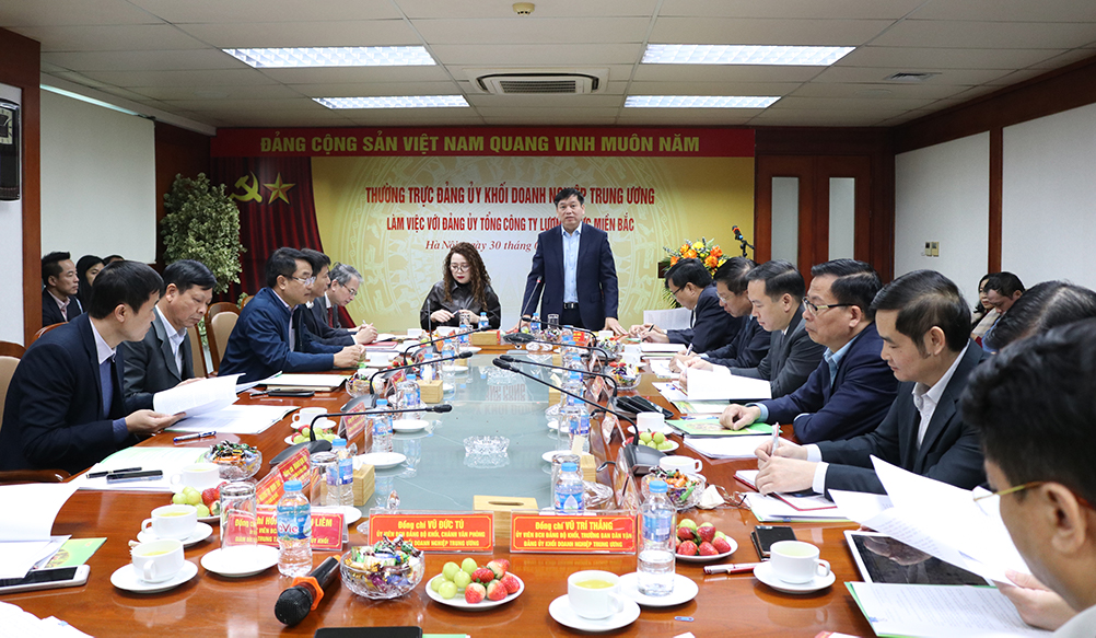Đồng chí Nguyễn Long Hải - Bí thư Đảng ủy Khối DNTW phát biểu tại buổi làm việc.