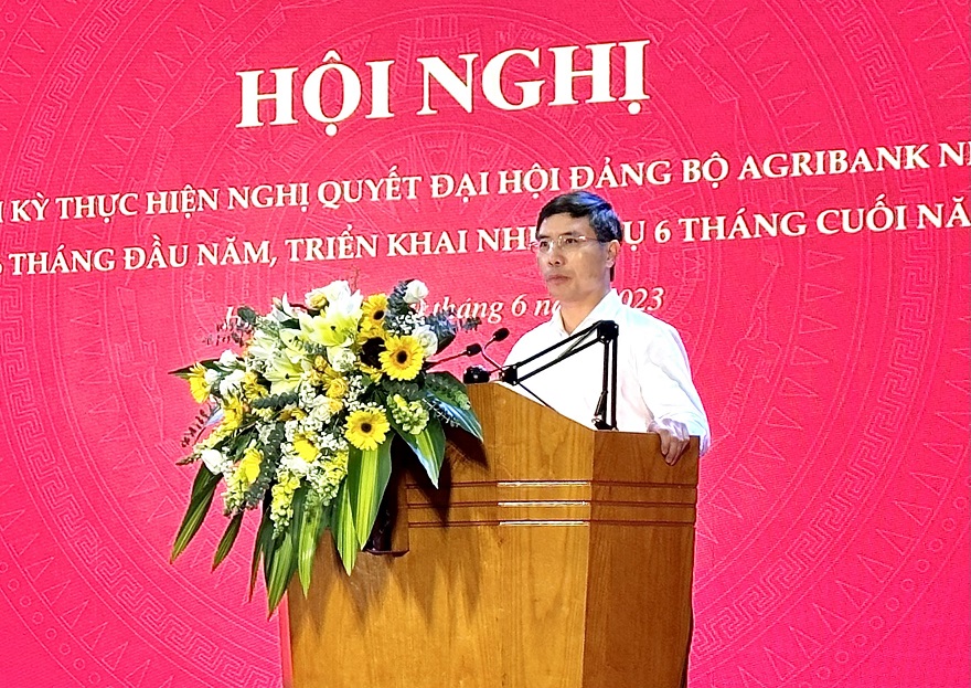 Đồng chí Phạm Đức Ấn, Bí thư Đảng ủy, Chủ tịch HĐTV Agribank phát biểu kết luận Hội nghị.