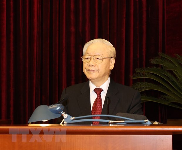 Tổng Bí thư Nguyễn Phú Trọng phát biểu bế mạc Hội nghị lần thứ tám Ban Chấp hành Trung ương Đảng Cộng sản Việt Nam khóa XIII. 