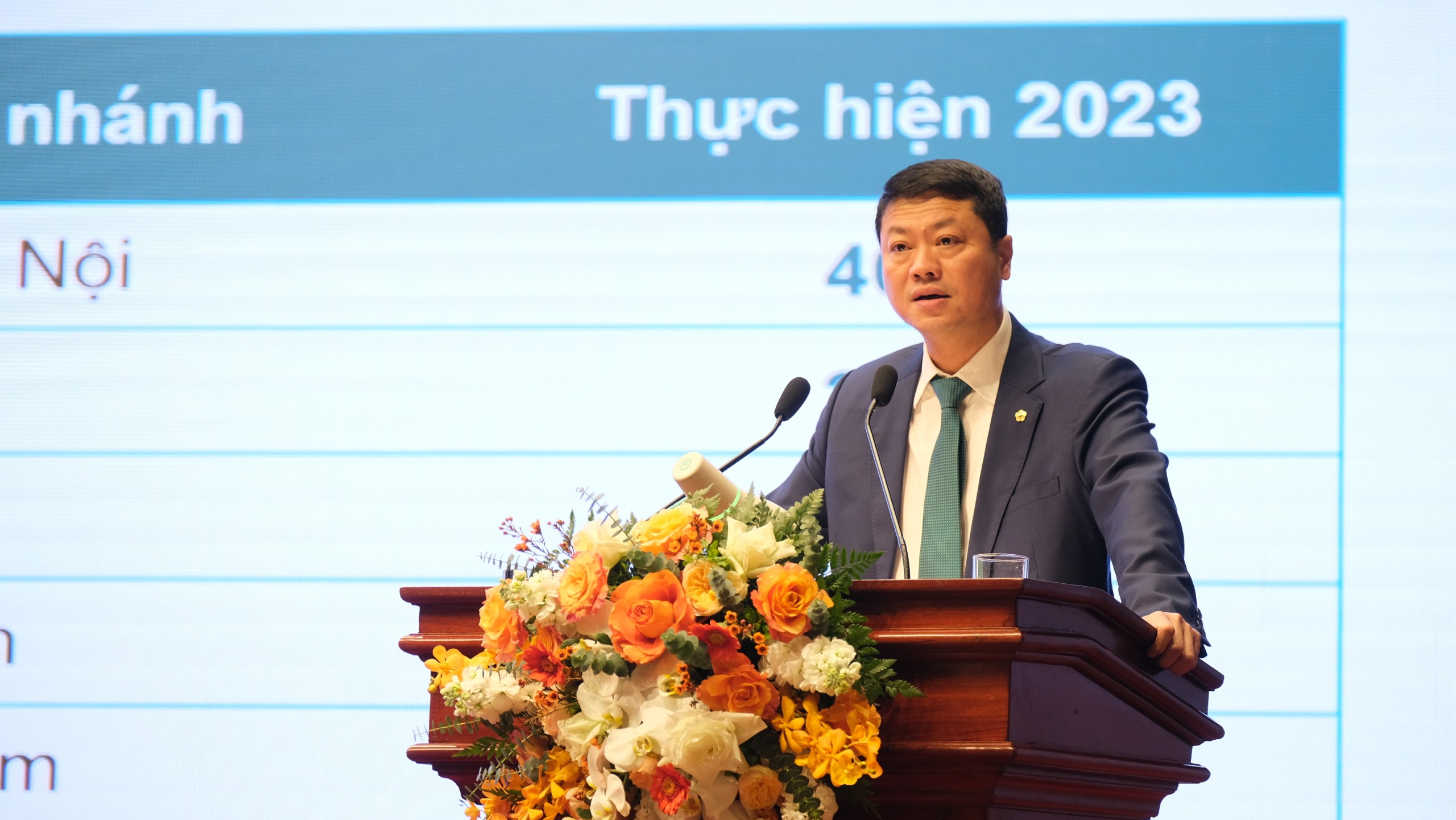 Lê Ngọc Lâm - Tổng giám đốc BIDV báo cáo kết quả hoạt động của ngân hàng năm 2023.